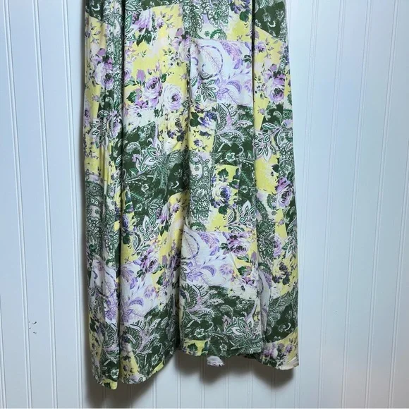 LOFT Patchwork Midi Dress Floral Sleeveless with Ruffle Detail sleeveless SZ 10 - Picture 7 of 10